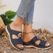 Women's Wedge Heel Thick-Soled Hollow-Out Slippers, European American Style, Large Size, Casual Slip-On With Stitching_vogvips.com