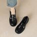 Platform Loafers Women's Velvet One-pedal Black Small Leather Shoes British Style Single Shoes Women's Autumn_vogvips.com