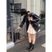 Sheepskin Version~2025 New Style Pointed Toe Slouch Pleated Cuff Women's Versatile Casual Short Boots Chunky Heel_vogvips.com