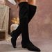 2025 Winter New Over-the-Knee Thick Long High Heel Slim Boots Suede Back Lace-Up_vogvips.com