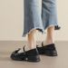 Platform Mary Jane Shoes Women's Word With French Bow Small Leather Shoes Thick Heel Single Shoes Women_vogvips.com