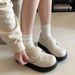 Fashionable Thick-Soled 2026 Spring New Exquisite Velcro Shallow-Top Single College-Style Women's Leather Shoes_vogvips.com