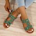 Cross-border European American Large-size Buckle Flat Hollow Women, Fashionable And Versatile, Solid Color Beach Sandals_vogvips.com