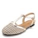 Fairy-style Hollow-out Sandals With Woven T-strap And Closed-toe Design, New Summer Flat-soled Commuter Beach Shoes_vogvips.com