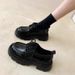 High Quality British Style Thick-Soled Women's Leather 2025 New Spring Versatile Black JK Loafers Platform Shoes Ins Trend_vogvips.com