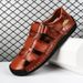 Cross-Border Hot Genuine Leather Cowhide Stitching Slippers Men 2024 Summer New Outdoor Beach Sandals Men's Trendy_vogvips.com