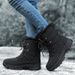 Winter Snow Boots Women High Top Lace-up Plush Warm Soft Solid Color Casual Shoes Women Anti-slip Hiking Shoes Women_vogvips.com