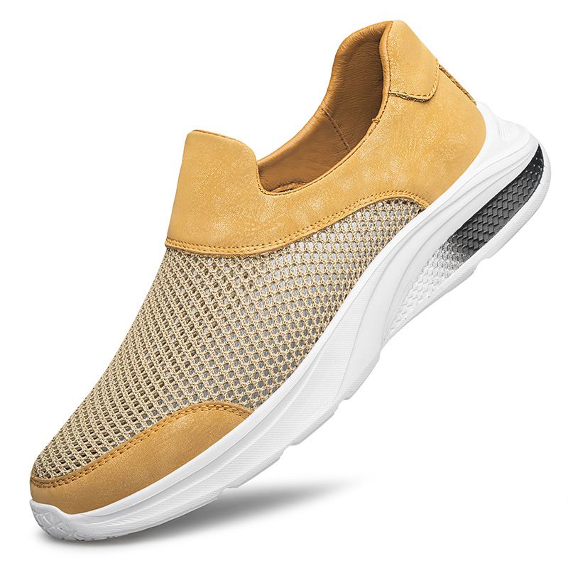Mesh Shoes Men's Soft-soled Sports Casual Fly-woven Mesh Middle-aged Dad Shoes_vogvips.com