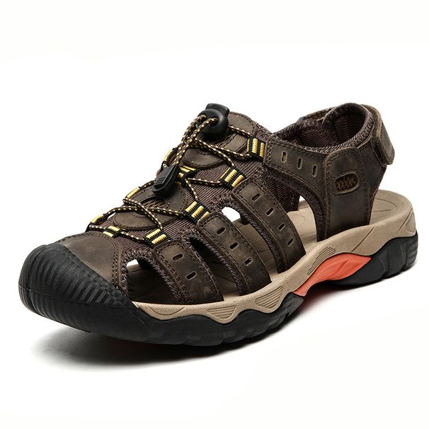 Men's shoes Leather handmade beach sandals Oversized leather sandals comfortable breathable outdoor casual sandals_vogvips.com