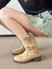 Chunky Heel Martin For Women 2025 New Autumn Melad Super Versatile Western Cowboy Thick Sole Slouch Boots_vogvips.com