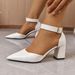 Fashionable Versatile Women's Shoes Summer Chunky Heel Buckle Pointed Toe Solid Color Comfortable Skirts Wear_vogvips.com