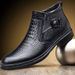 European Warm Series Martin Boots High 2021 Mid Top New Trendy Men's British Style Leather Winter Plush Cotton Shoes_vogvips.com