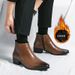 European Warm Series Genuine Martin Boots Height Increasing Fleece Lined Cotton High Top Leather Zipper Pointed Toe Men's Shoes_vogvips.com
