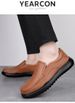 Casual Leather Shoes Men's Round Head Leather Men's Shoes Non-slip Loafers Dad Shoes_vogvips.com