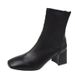 French Short 2024 New Autumn Winter Versatile Square Toe Chunky Heel Back Zipper Korean Style Internet Celebrity Elastic_vogvips.com