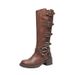 2025 Spring Belt Buckle Chunky Heel Martin Over-the-Knee Long British Style Fleece-Lined Women's Boots 41-43 Wide For_vogvips.com