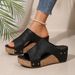 Women's Plus Size Wedge Sandals Summer Cross-Over Studded Platform One Strap Sandals Wish_vogvips.com