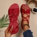Cross-border Plus-size 43 Size Hollow Sandals With Bow, 2026 Summer Model, Cross-tied Open-toe Women's Shoes For Outdoor_vogvips.com