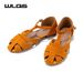WLQS Genuine Leather Women's Flat Sandals Hollow Out Design Summer Breathable Casual Non-slip Shoes_vogvips.com