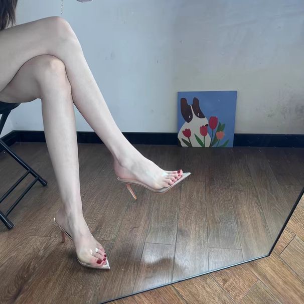 Stunning And Leg-lengthening! New Spring/summer Transparent Thong Sandals With A Touch Of Elegance. Versatile, Thin-heeled, High-heeled Sandals_vogvips.com