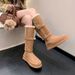 Tall Tube Velvet Thickened Snow Boots Women's Thick-soled Warm Medium And Long Tube Snow Cotton Boots Cotton Shoes_vogvips.com