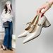Miss Binli's 2026 Spring Bestseller: Mocha Brown Small Gold Bar High Heels, Pearl White Versatile High-End Fashion_vogvips.com