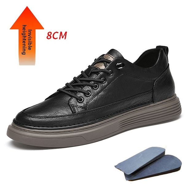 Cowhide Men's Shoes Men's Casual Leather Shoes Increase Height Men's Shallow Mouth One-pedal Shoes Men's Soft Leather Board Shoes_vogvips.com