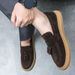 Euro Step Men's Loafers With Tassels, Slip-On Lazy For Autumn, Versatile Korean Style, Suede Leather, Chef Work Driving Shoes_vogvips.com