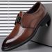 Men's business dress shoes Leather British casual shoes men's pointed cowhide shoes wedding shoes_vogvips.com