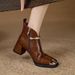 Women's Square Toe Metallic Pearl mid Heel Fashion Boots Autumn Retro Chunky Heel British Style Martin Boots_vogvips.com