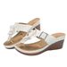 New Large Slope Heel Women's Flower Casual Solid Color Belt Buckle Herringbone Slippers Women_vogvips.com