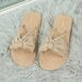 Women's Casual Comfortable Linen Fabric Slippers Lightweight Staircase Indoor Outdoor Flip Flops with Bow Wedge Heel_vogvips.com