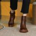ShoeVault Cro-Border Plu Size Women' Autumn Winter New Belt Buckle Low-Cut Short Round Toe Flat Sole Padded Caual Martin_vogvips.com