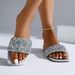 Women's Fashion Silver Sequin Flat Sandals 2025 Summer Open Toe Outdoor Slippers Woman Plus Size 43 Footwear Zapatos De_vogvips.com