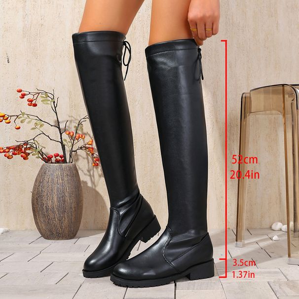 Pure Black Over-the-Knee For Women 2025 Autumn Winter New Flat Large Size Long Commuting Taizhou Women's Boots_vogvips.com