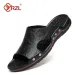 YRZL Mens Sandals PU Leather Classic Summer Soft Black Big Size Slippers Lightweight EVA Slides For Men_vogvips.com