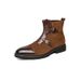 Men's British Style Brogue Ankle Boots - Vintage Pointed Toe Chelsea Boots With Side Zipper For Business Casual & Smart Outfits_vogvips.com