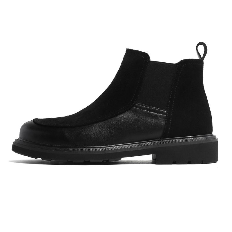Men's boots in the fall new black low-top casual leather shoes_vogvips.com
