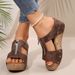 New Plus Size Women's Shoes Summer New Cross Thick Soled Rivet Buckle Cool Wedge Heel Slippers Independent_vogvips.com