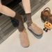 2026 ~ Wool Version Grape Mom Same Style Warm Color-Block Stitching Buckle Thick Sole Versatile Woolen Half ~_vogvips.com