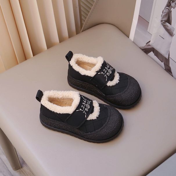 Unisex Kids' Winter Boots – Fleece-Lined Snow Boots With Hook & Loop Closure, Anti-Slip Rubber Sole (Black/Brown/Cream, Sizes 23-33)_vogvips.com