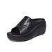 New Sandals Slippers Black Wedge Platform Open Toe Women Orthopedics Thick Bottom Beach High Heels Slides_vogvips.com