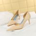 6168-A1 European And American Style Fashion Sexy Slimming Thin High Heel Shallow Mouth Pointed Toe Fabric Side Hollow_vogvips.com