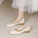 Loafers 2026 New Style Chunky Heel Gentle Fairy Square Toe Slip-On Flat Soft Sole Versatile Women's Shoes_vogvips.com
