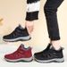 Women's Winter Velcro, Snow Boots With Fleece Lining, Thickened Cotton Couple's Short Boots, Hiking Sole Walking Shoes_vogvips.com