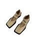 Lace-Up Elegant Square-Toed Low-Heel Mary Jane Granny Shoes For Women, Vintage Casual Soft-Surface Mid-Heel Ballet Flats_vogvips.com
