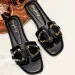Women Metal Decor Single Band Flat Sandals Fashion Sexy Open Toe Outdoors Slides Luxurious Office Ladies Party Female_vogvips.com