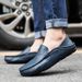 Men's Low-top Solid Color Slip-on Driving Trendy Fashion Korean Version Versatile Handmade Leather Shoes_vogvips.com