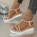 Women's Plus Size Rhinestone Embellished Wedge Heel Sandals Ethnic Style Elastic Band Fashion Beach Shoes_vogvips.com