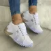 Womens Black White Wavy Chunky Platform Sneakers Non Slip Lace Up Casual Street Shoes_vogvips.com